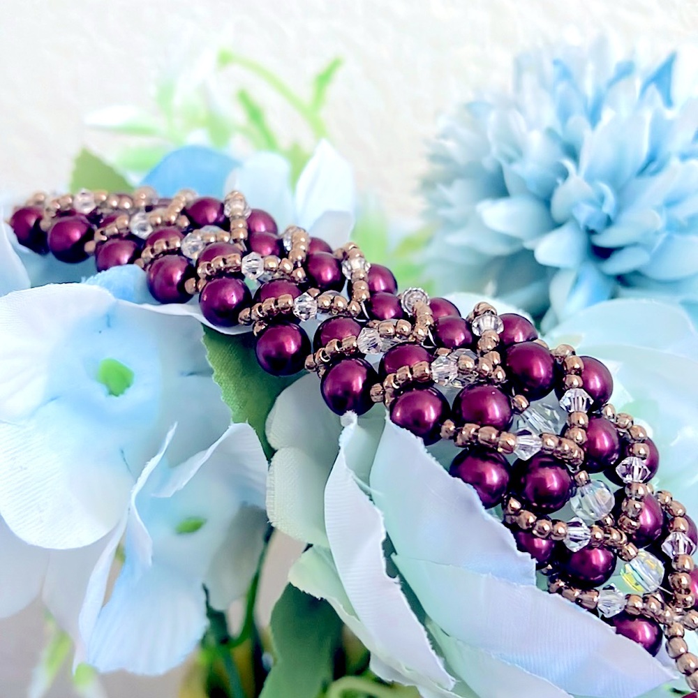New HANDMADE Wine Glass/Crystal Beaded Bracelet